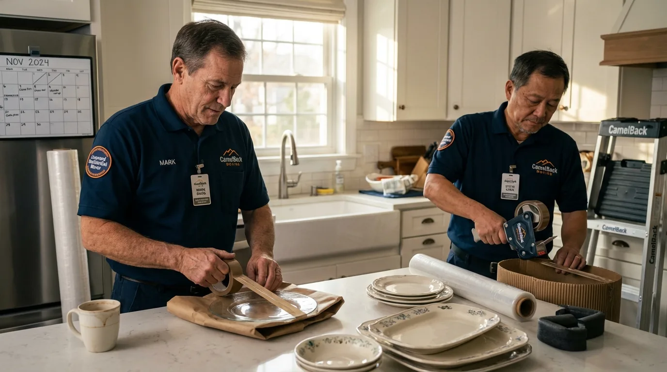 Professional crew packing kitchen dishware in Waynesboro, TN